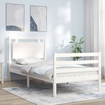 vidaXL Cadre de lit avec tête de lit blanc petit simple bois massif