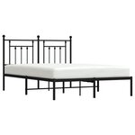 vidaXL Cadre de lit métal sans matelas avec tête de lit noir 140x200cm