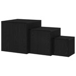 Ensemble de 3 tables d'appoint empilables en bois d'ingénierie noir