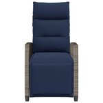 vidaXL Chaise de jardin inclinable avec table d'appoint gris polyrotin