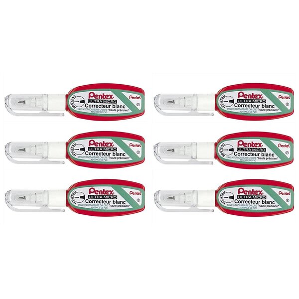 Correcteur Liquide Pentex Pocket ZL103-WF Haute précision 4 2ml Blanc x 6 PENTEL