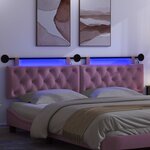vidaXL Tête de lit suspendue Avec lumière LED Rose Tissu