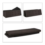 Banquette de rangement pliable avec grille de séparation 38 5 x 110 x 37 5 cm en tissu gris 13_0007774