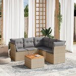 vidaXL Salon de jardin avec coussins 6 Pièces beige résine tressée