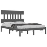 vidaXL Cadre de lit sans matelas gris 200x200 cm bois massif