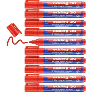 Marqueur Papier Encre Brillante 30 Rouge Pointe Ronde 1 5-3 mm x 10 EDDING