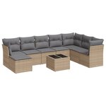 vidaXL Salon de jardin avec coussins 9 Pièces beige résine tressée