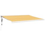 vidaXL Auvent rétractable jaune et blanc 4 5x3 m tissu et aluminium