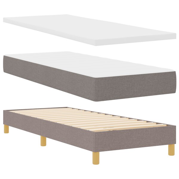 vidaXL Lit à ressort avec matelas – Taupe  80x200 cm  Tissu