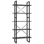 vidaXL Bibliothèque à 5 niveaux Gris 80x30x175 cm Bois d'ingénierie