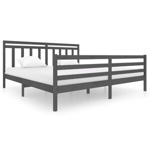 vidaXL Cadre de lit sans matelas gris bois massif 200x200 cm