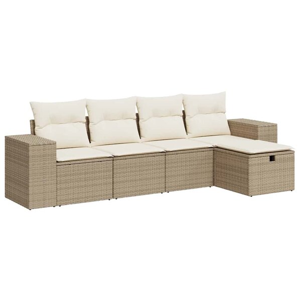 vidaXL Salon de jardin avec coussins 5 Pièces beige résine tressée