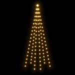 vidaXL Sapin de Noël sur mât de drapeau 108 LED Blanc chaud 180 cm