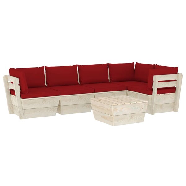 vidaXL Salon de jardin palette 6 Pièces avec coussins bois d'épicéa