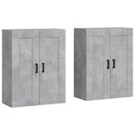 vidaXL Armoires murales 2 Pièces gris béton bois d'ingénierie