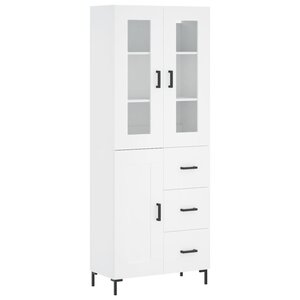 vidaXL Buffet haut Blanc 69 5x34x180 cm Bois d'ingénierie