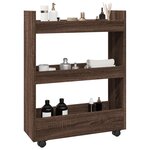 vidaXL Chariot de rangement étroit 3 niveaux chêne marron