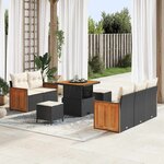 vidaXL Ensemble de canapé de jardin avec coussin 8 Pièces Noir et crème