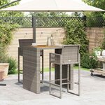 vidaXL Ensemble de bar de jardin 3 Pièces sans coussins gris poly rotin