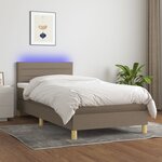 vidaXL Sommier à lattes de lit avec matelas LED Taupe 90x190 cm Tissu