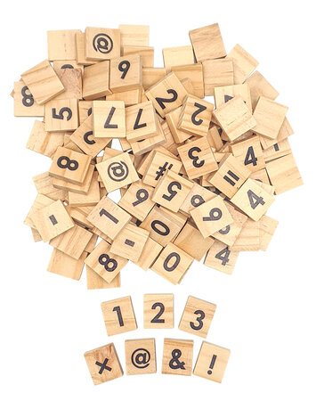 Chiffres et symboles carré en bois 116 pièces
