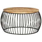 vidaXL Table basse Ø68 cm Bois de manguier brut