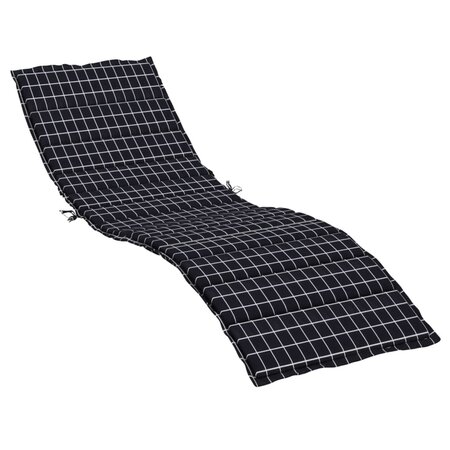 vidaXL Coussin de chaise longue motif à carreaux noir tissu oxford