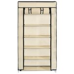 vidaXL Armoire à chaussures avec housse Crème 58x28x106 cm Tissu