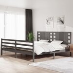 vidaXL Cadre de lit Gris Bois de pin massif 200x200 cm