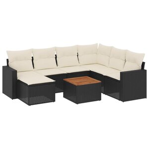 vidaXL Salon de jardin 8 Pièces avec coussins noir résine tressée