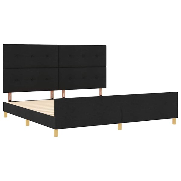 vidaXL Cadre de lit avec tête de lit Noir 200 x 200 cm tissu