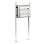Bloc 3 boites aux lettres sur pied support 3 compartiments superposés acier inoxydable