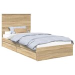 vidaXL Lit de Rangement Chêne Sonoma 100 x 200 cm Bois d'ingénierie