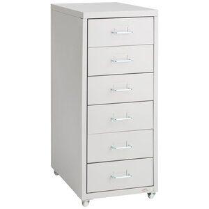 Caisson de bureau 69 cm meuble en métal 6 tiroirs gris clair 08_0000394