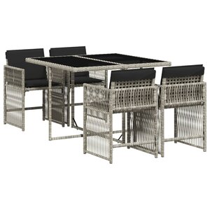 vidaXL Ensemble à manger de jardin et coussins 5 Pièces gris clair rotin