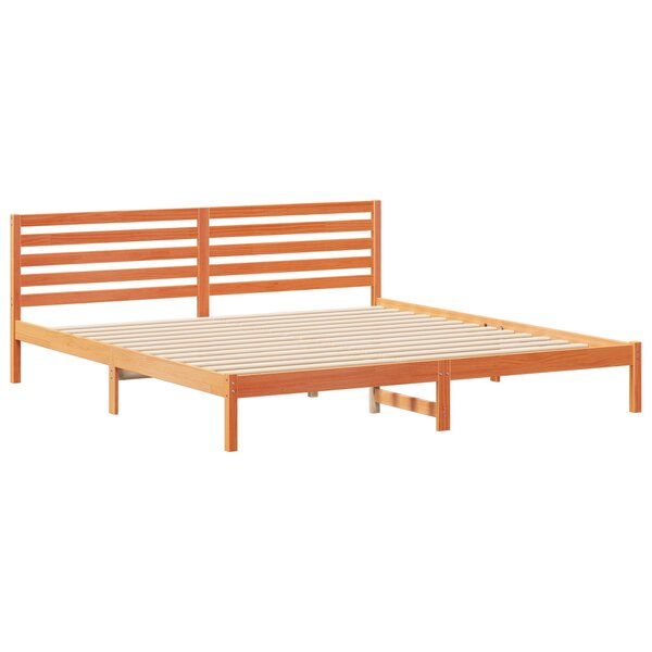 vidaXL Cadre de lit Marron cire 180 x 220 cm Bois de pin massif