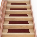 vidaXL Tapis d'escalier autocollants Rectangulaire 15Pièces 76x20cm Rouge