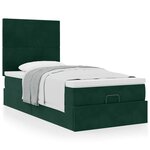 vidaXL Cadre de lit ottoman avec matelas vert foncé 100x200 cm velours