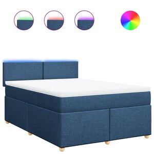 vidaXL Sommier à lattes de lit avec matelas Bleu 160x200 cm Tissu