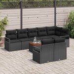 vidaXL Ensemble de canapé de jardin avec coussin 9 Pièces Noir Poly rotin