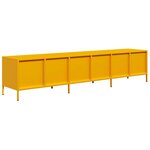 vidaXL Meuble TV jaune moutarde 202x39x43 5 cm acier laminé à froid