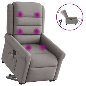 vidaXL Fauteuil inclinable de massage électrique Taupe Tissu