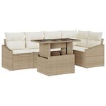 vidaXL Ensemble de canapés de jardin 6 pièces avec coussins beiges en rattan poly