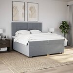 vidaXL Sommier à lattes de lit avec matelas Gris clair 200x200cm Tissu