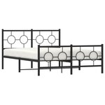vidaXL Cadre de lit métal avec tête de lit/pied de lit noir 140x190 cm