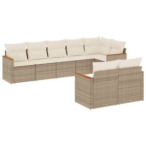 vidaXL Salon de jardin avec coussins 8 Pièces beige résine tressée