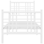 vidaXL Cadre de lit métal avec tête de lit/pied de lit blanc 75x190 cm