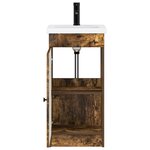 vidaXL Meuble de salle de bain avec évier Chêne fumé 42 x 40 x 84 5 cm