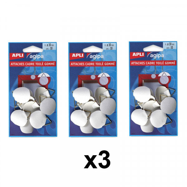 Lot de 3 sachets de 10 attaches cadre toile gomme - apli