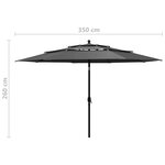 Vidaxl parasol à 3 niveaux avec mât en aluminium anthracite 3 5 m